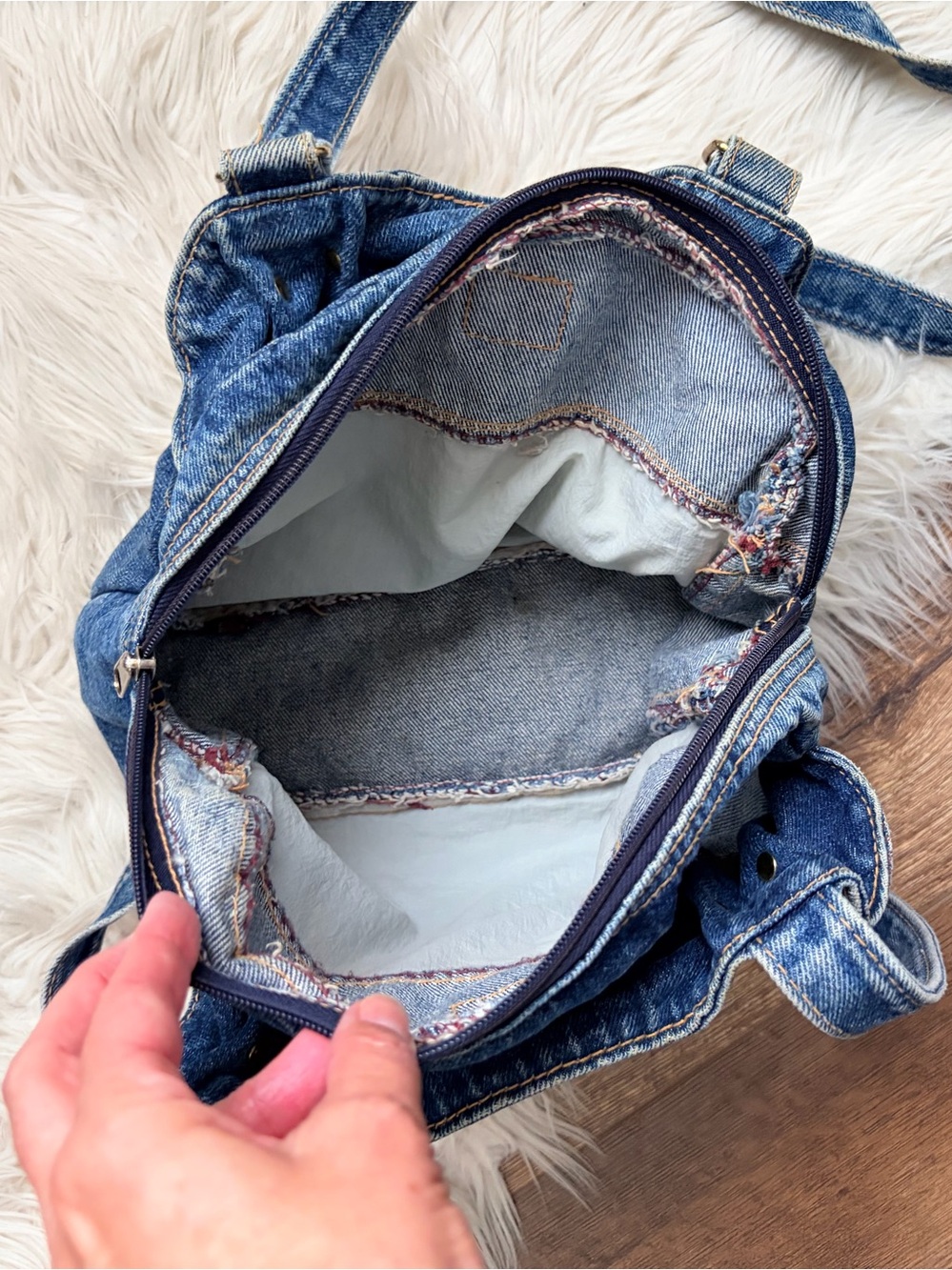 Denim Shoulder Bag - Blue Women's Tote - Picture 12 of 17